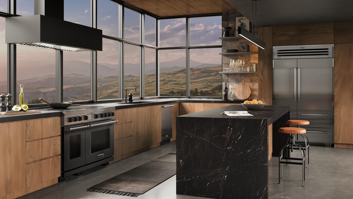 Sub-Zero PRO4850 Pro Series Built-In Side-by-Side Refrigerator shown in a luxury built-in kitchen setting