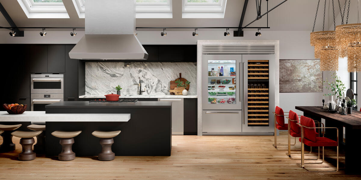 Sub-Zero CL3650UGSPL Classic Series Built-In Bottom Freezer Refrigerator shown in a luxury built-in kitchen setting