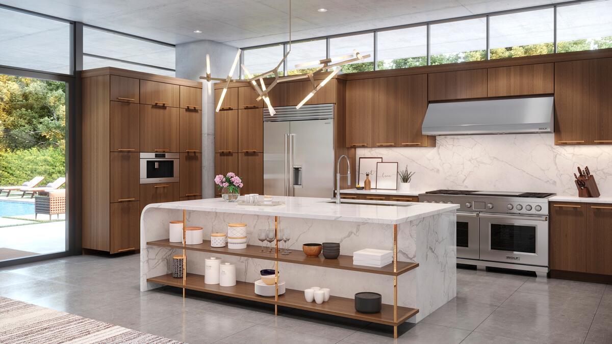 Sub-Zero CL4850SD/S/P Classic Series Built-In Side-by-Side Refrigerator shown in a luxury built-in kitchen setting