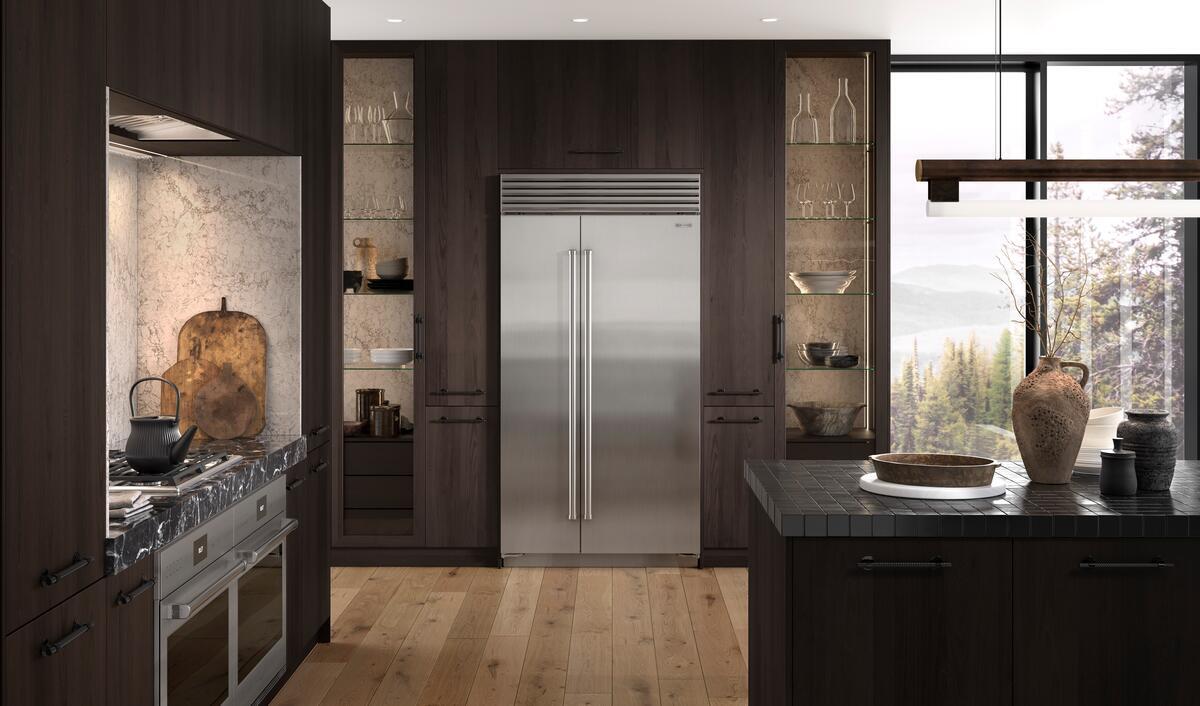Sub-Zero CL4250SIDSP Classic Built-In Side-by-Side Refrigerator shown in a luxury built-in kitchen setting