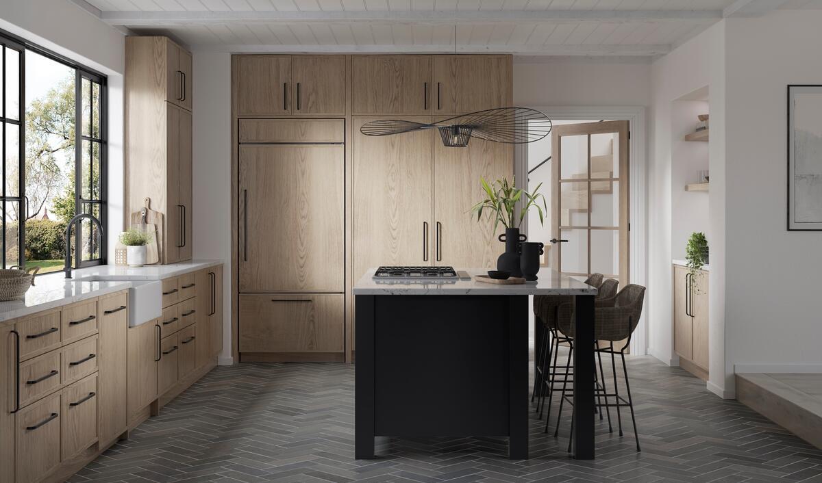 Sub-Zero CL3650UIDOL Classic Series Bottom Freezer Refrigerator shown in a luxury built-in kitchen setting