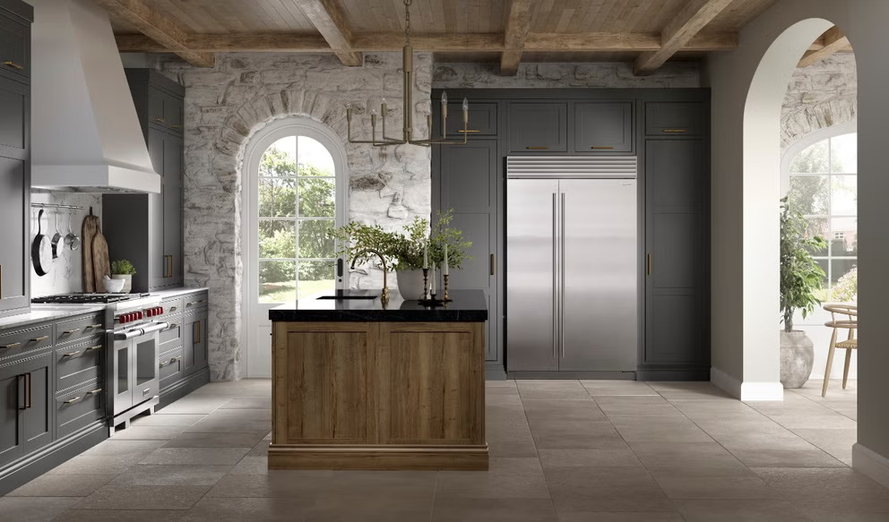 Sub-Zero CL4850S-S-T Classic Side-by-Side Refrigerator shown in a luxury built-in kitchen setting