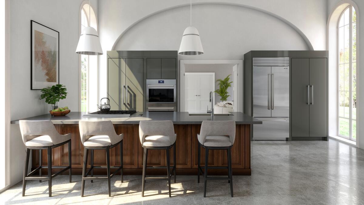 Sub-Zero CL365UFDIDST Classic Series French Door Refrigerator shown in a luxury built-in kitchen setting