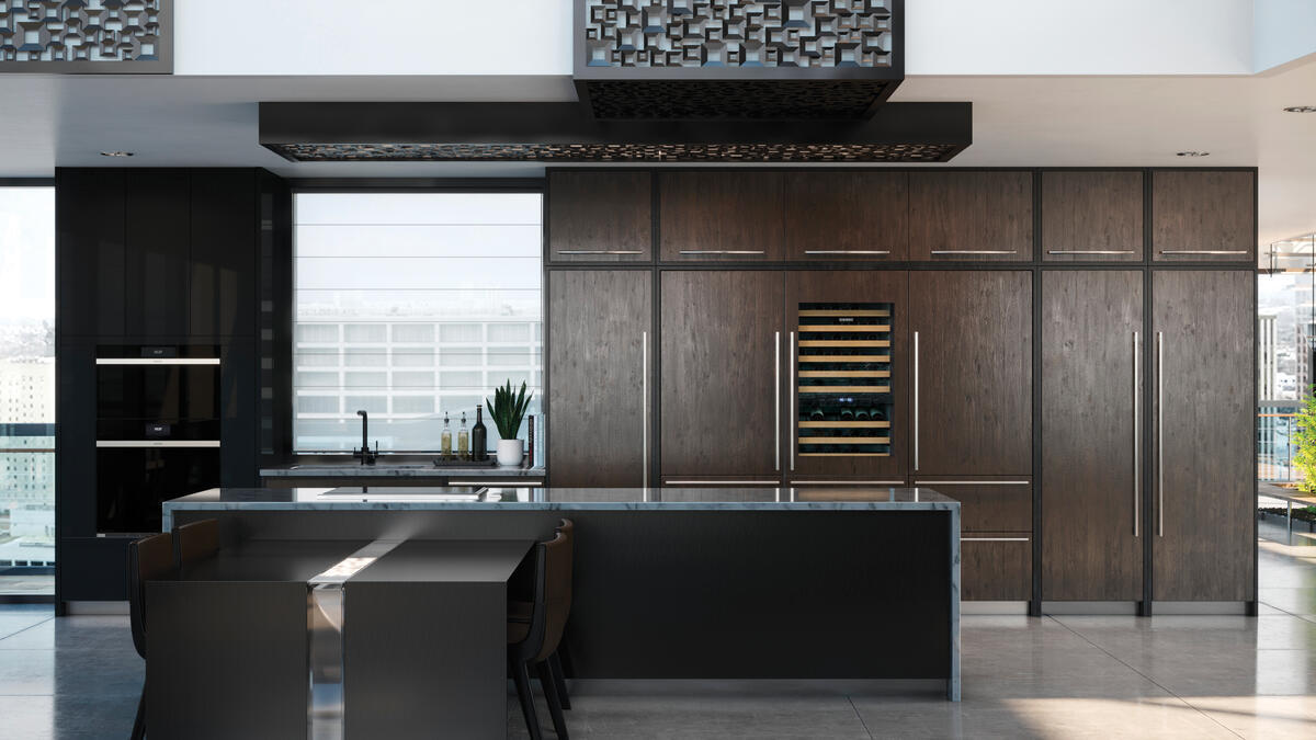 Sub-Zero DET3050CIIDL Designer Series Bottom Freezer Refrigerator shown in a luxury built-in kitchen setting
