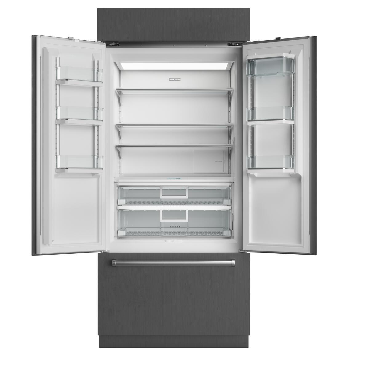 Interior or angled view of Sub-Zero CL365UFDIDST showing stainless steel finish and tubular handle design