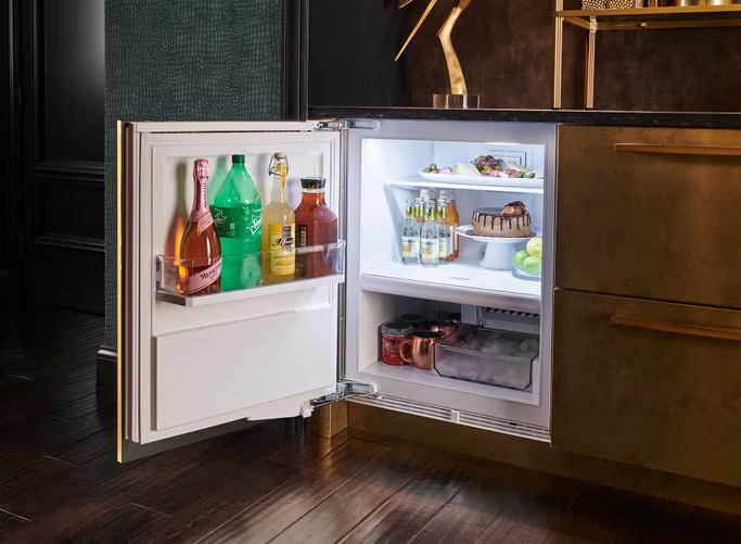 Interior view of Sub-Zero DEU2450CI/R showing interior shelving and storage organization