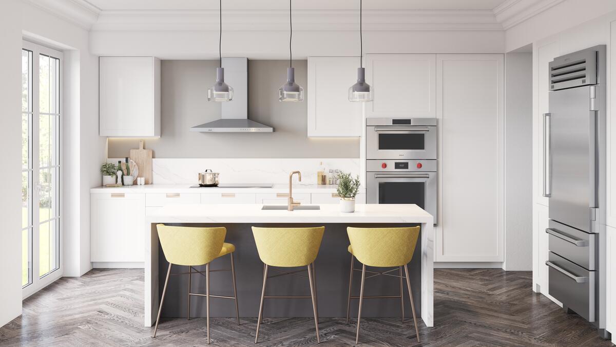Sub-Zero PRO3650RH PRO Series Built-In Bottom Freezer Refrigerator shown in a luxury built-in kitchen setting
